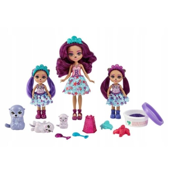 Enchantimals Ocean Kingdom: set 3 bambole, amici animali e accessori per bambini 4+