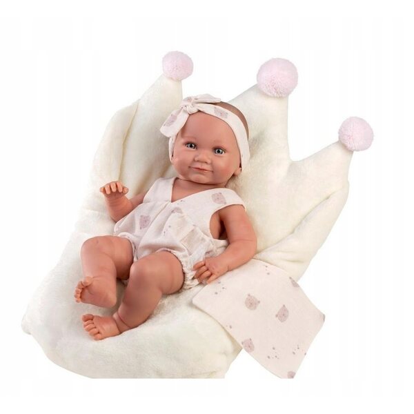 Llorens Vinylpuppe Bobas 40 cm Nica mit weißem Schlafsack