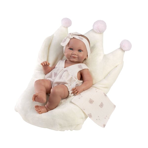 Llorens Vinylpuppe Bobas 40 cm Nica mit weißem Schlafsack