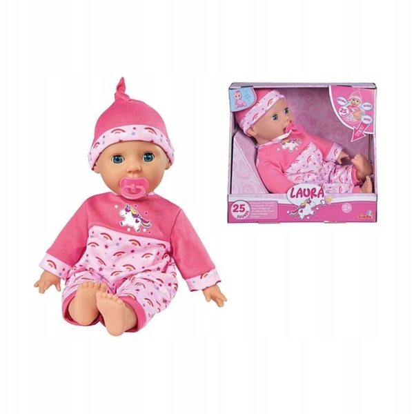 Interaktive Puppe Laura 38 cm mit Geräuschen und lächelnden Augen Simba