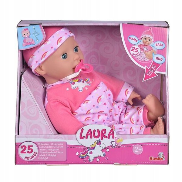 Interaktive Puppe Laura 38 cm mit Geräuschen und lächelnden Augen Simba
