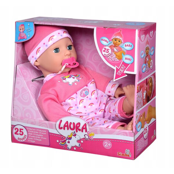 Interaktive Puppe Laura 38 cm mit Geräuschen und lächelnden Augen Simba