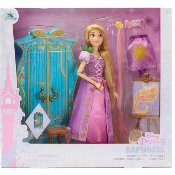 Bambola Disney Rapunzel con armadio accessori e minifigure CE di Pascal