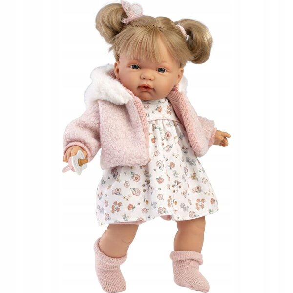 Bambola Llorens Joelle 38 cm con suoni e corpo morbido in tessuto, per bambini 3+