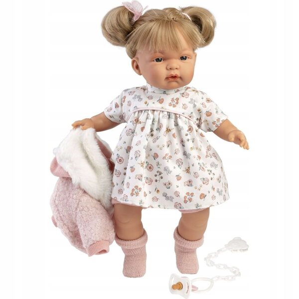 Bambola Llorens Joelle 38 cm con suoni e corpo morbido in tessuto, per bambini 3+