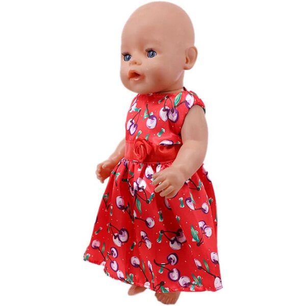 Kirschkleid und Hut für 18-Zoll-amerikanische Puppen – 2-teiliges Set