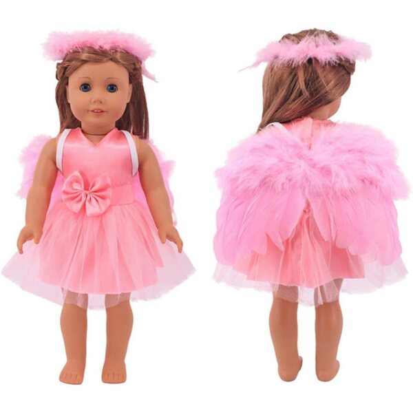Engelsflügel-Kleid für 18-Zoll-amerikanische Puppen, voll und dehnbar