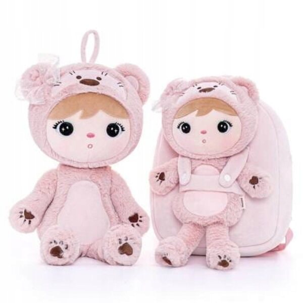 Zaino Metoo personalizzato Lala Orsetto rosa beige con nome bambini 2+ anni
