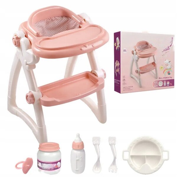 Laletta con seggiolino pappa e accessori rosa per bambini 3+ anni