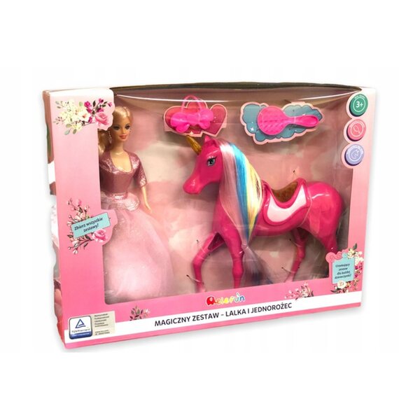 Magico set bambola principessa e unicorno luminoso per gioco creativo 7+