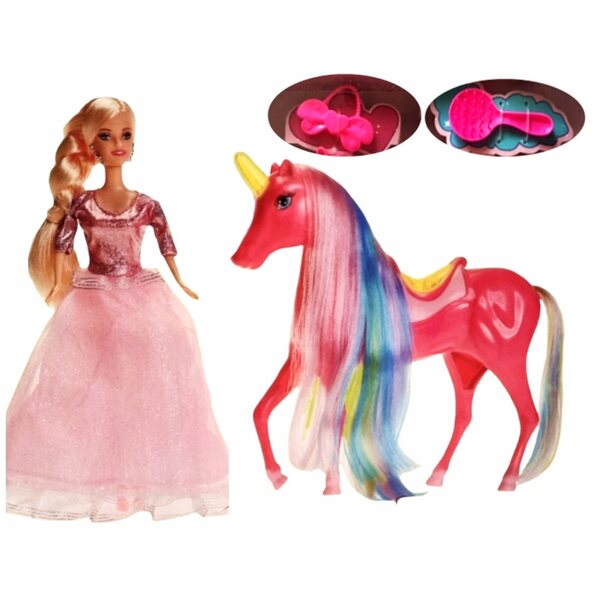 Magico set bambola principessa e unicorno luminoso per gioco creativo 7+