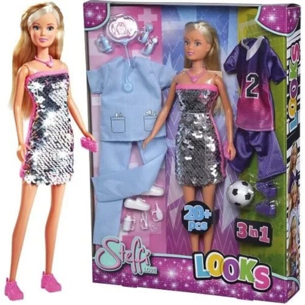 Bambola Steffi Simba con vestiti vari e accessori, età 3+