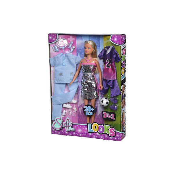 Bambola Steffi Simba con vestiti vari e accessori, età 3+