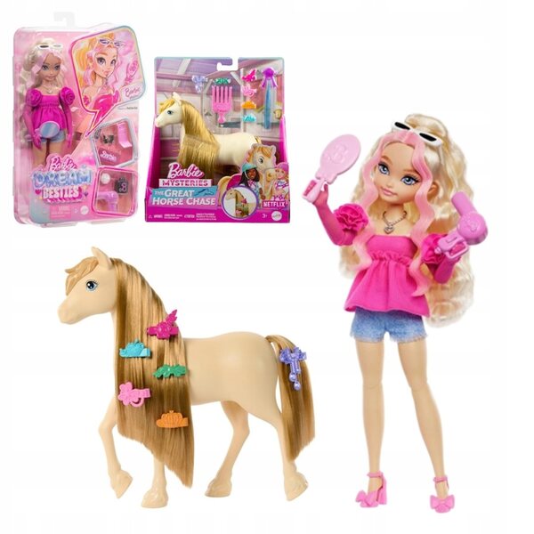 Barbie Besties mit Tornado-Pferd-Styling- und Zubehörset für Kinder ab 3 Jahren