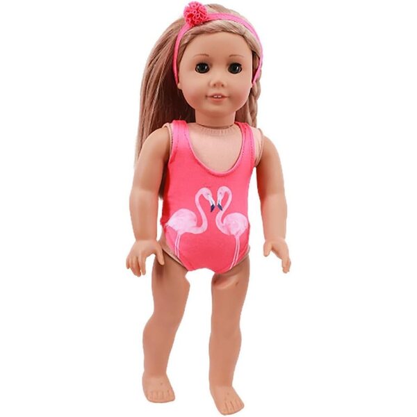 18-Zoll-Puppenkleidung – Flamingo-Badeanzug und Zubehör für 43–46 cm große Puppen
