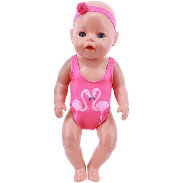 18-Zoll-Puppenkleidung – Flamingo-Badeanzug und Zubehör für 43–46 cm große Puppen