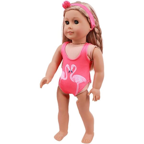 18-Zoll-Puppenkleidung – Flamingo-Badeanzug und Zubehör für 43–46 cm große Puppen