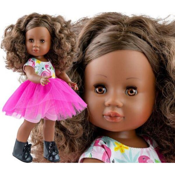 Bambola Paola Reina Amor 42 cm con Capelli Ricci, Made in Spagna