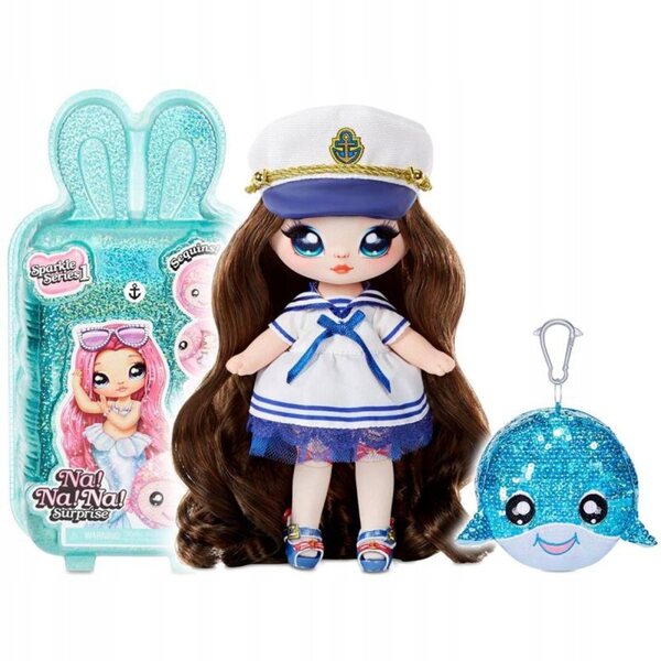 NA!NA!NA Puppe! Surprise 2in1 SPARKLE Sailor Blue mit Tasche in Walform