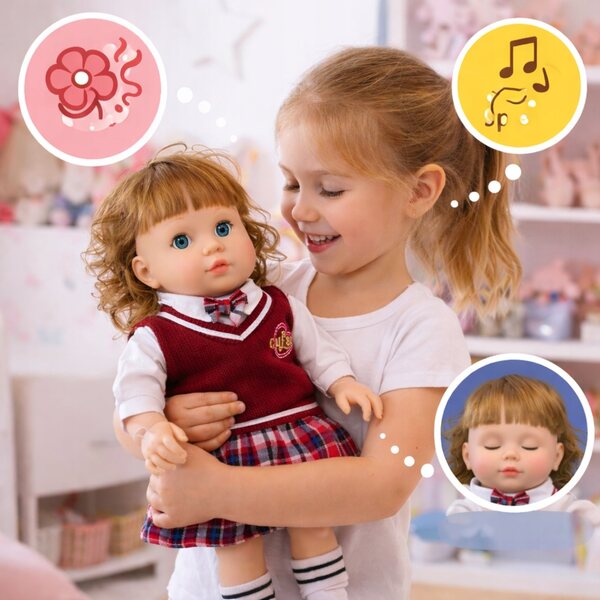 Bambola interattiva 40 cm con Occhi Chiudibili, Canta e Profumo, Idea Regalo Perfetta