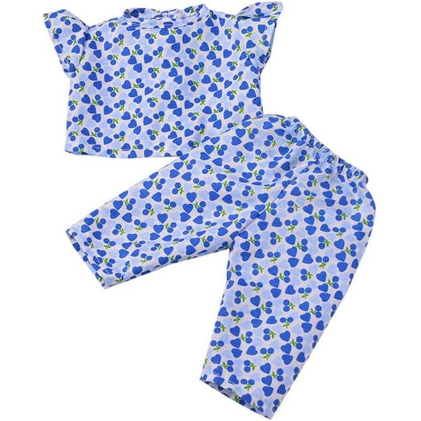 Sommer-Pyjama-Outfit für 18-Zoll-Puppen mit Panda-Hunde-Aufdruck – Odulu