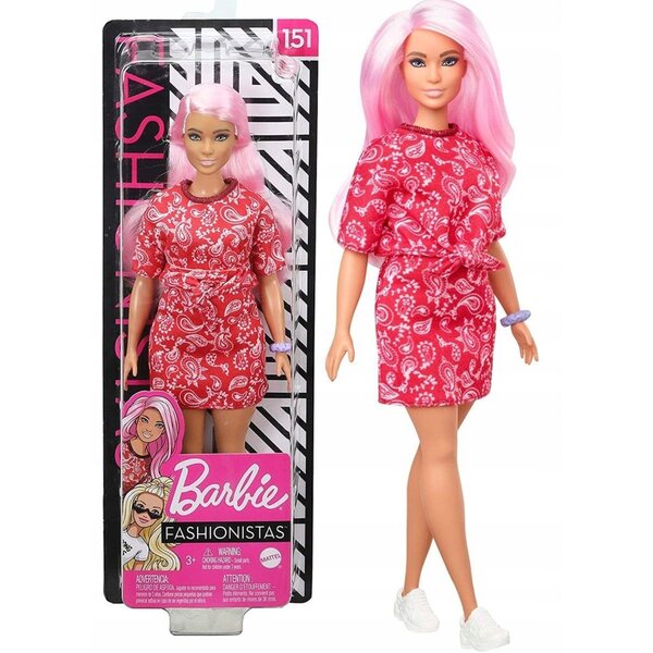 Barbie Fashionistas Mattel mit langen rosa Haaren und Doppel-Outfit