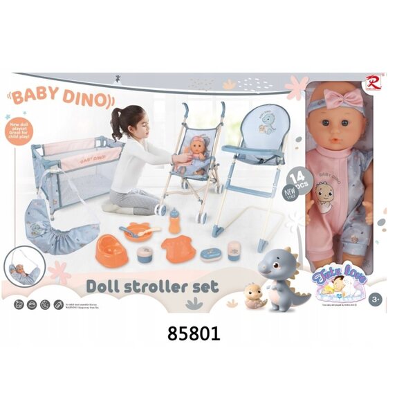 Set Bambola Dinus con Accessori Completi per Bambini da 3 Anni in Materiale Sicuro