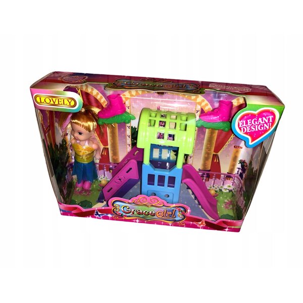 Bambola con Accessori, Pattini a Rotelle e Parco Giochi con Scivolo AD per Bambini 3+