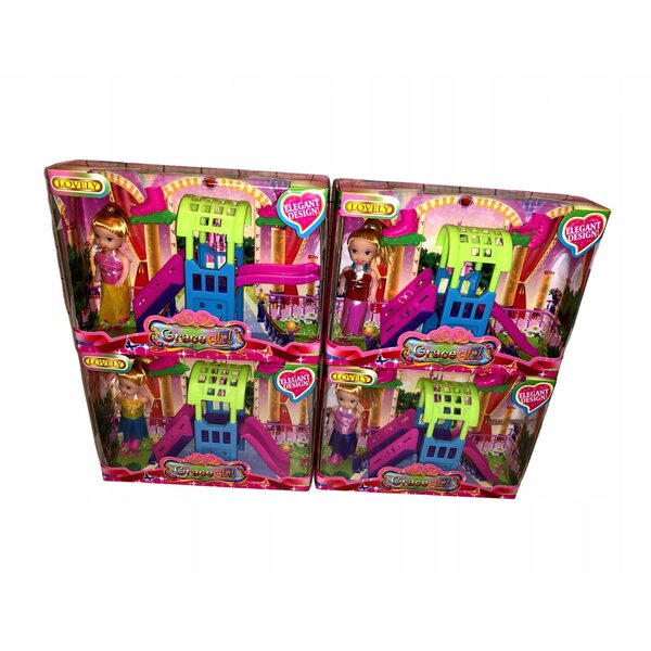 Bambola con Accessori, Pattini a Rotelle e Parco Giochi con Scivolo AD per Bambini 3+