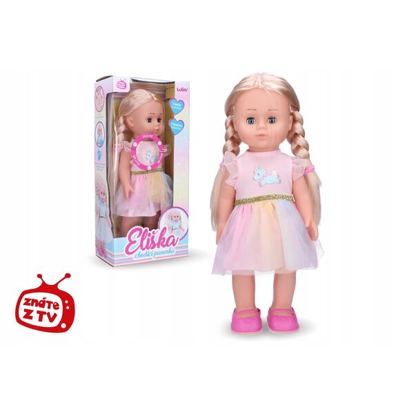 Bambola camminante Eliska 41 cm con vestito rosa e 7 canzoni folk