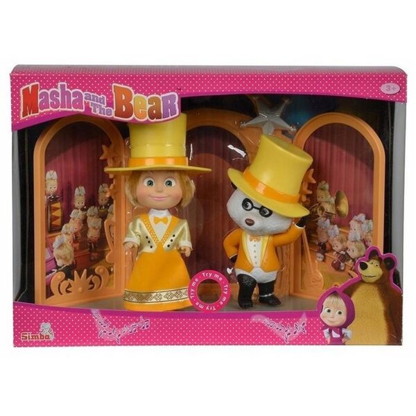 Bambola Masza e Orso Simba 21 cm con musiche originali e costumi colorati