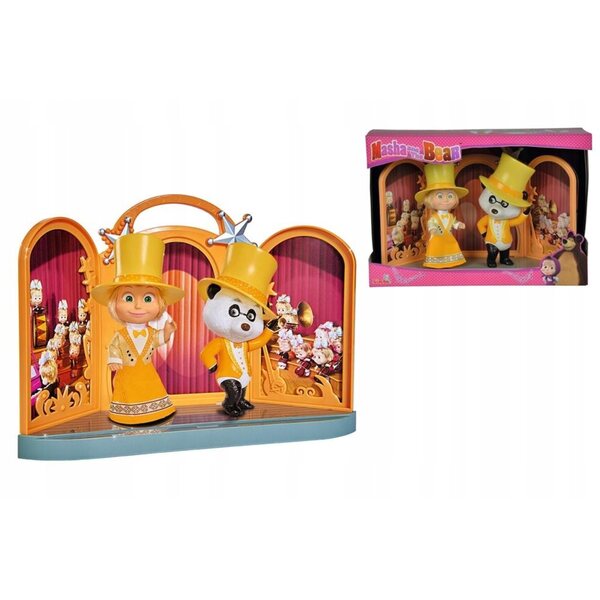 Bambola Masza e Orso Simba 21 cm con musiche originali e costumi colorati