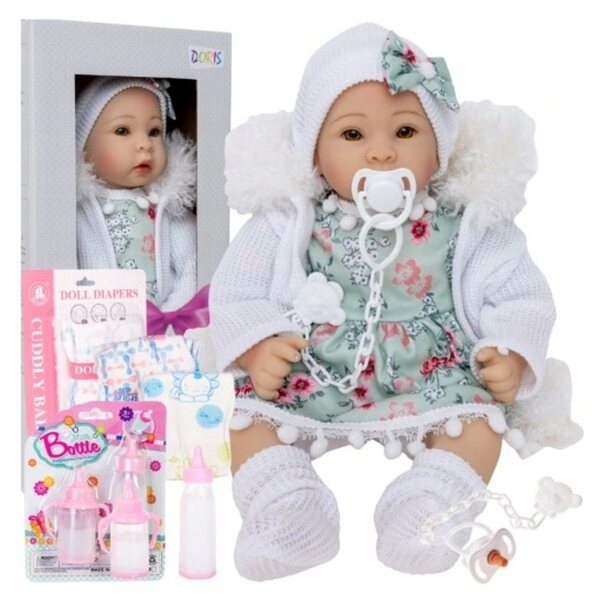 Laletta Bobas Doris 40 cm mit Geräuschen und Zubehör Smoczek, Pampers, Flaschen