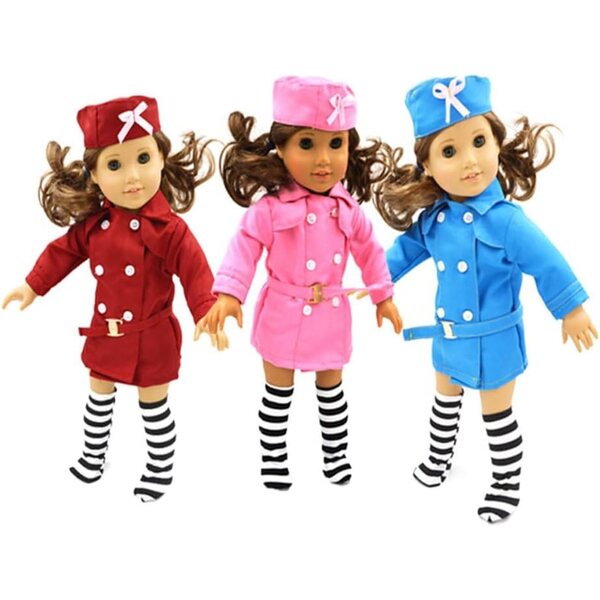 18 Zoll amerikanische Puppenkleidung – blaue Stewardess-Uniform, 2-teilig