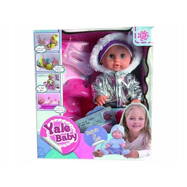 25 cm große Puppe mit Winterkleidung, Flasche und Töpfchen