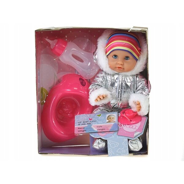 25 cm große Puppe mit Winterkleidung, Flasche und Töpfchen