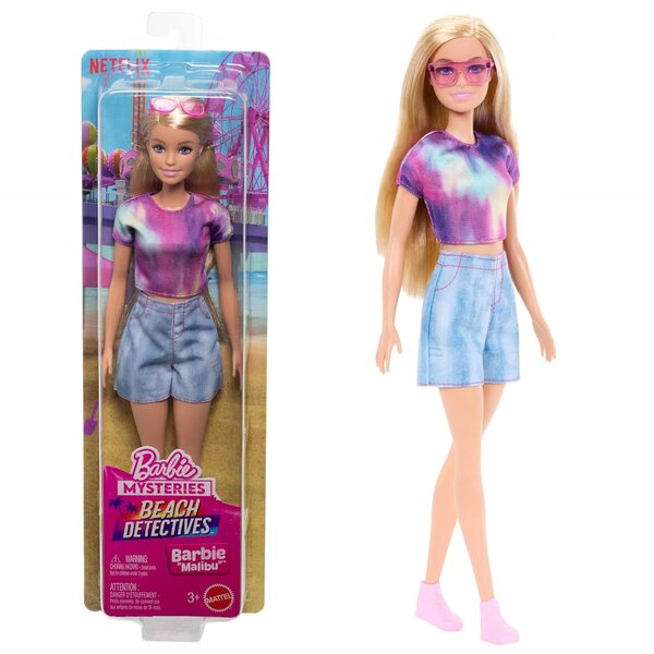 Barbie Malibu Stranddetektivin mit Sommeroutfit und Modeaccessoires