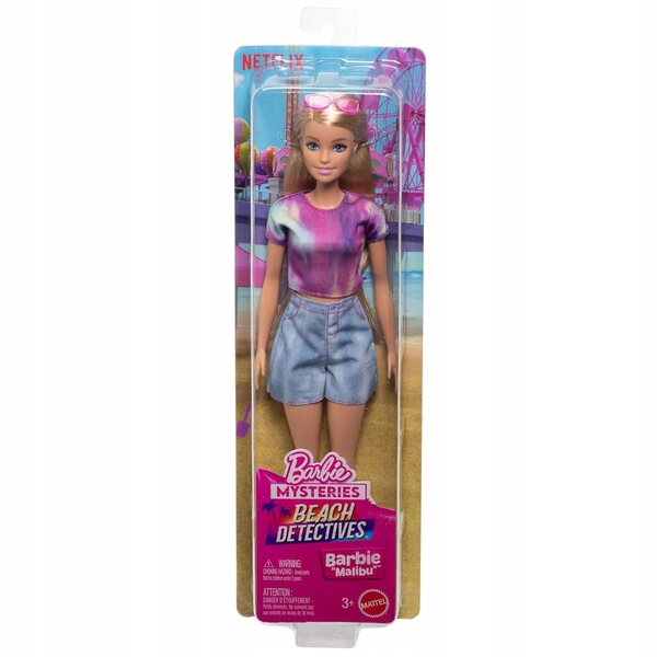 Barbie Malibu Stranddetektivin mit Sommeroutfit und Modeaccessoires