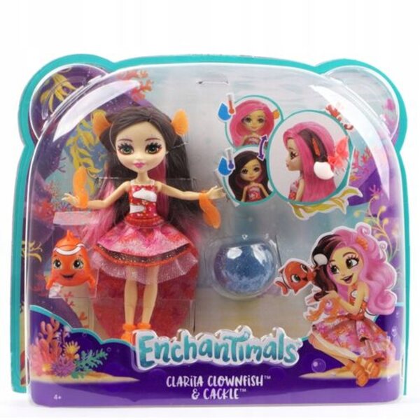 Enchantimals Clarita Clownfisch mit Gackerpuppe – Interaktive Puppe 15 cm