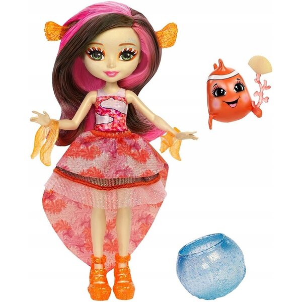 Enchantimals Clarita Clownfisch mit Gackerpuppe – Interaktive Puppe 15 cm