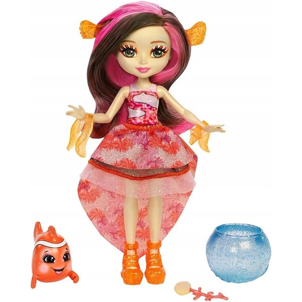 Enchantimals Clarita Clownfisch mit Gackerpuppe – Interaktive Puppe 15 cm