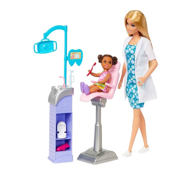 Barbie-Zahnarzt mit Spielzeugset und Zubehör – Blondina-Puppe 29 cm