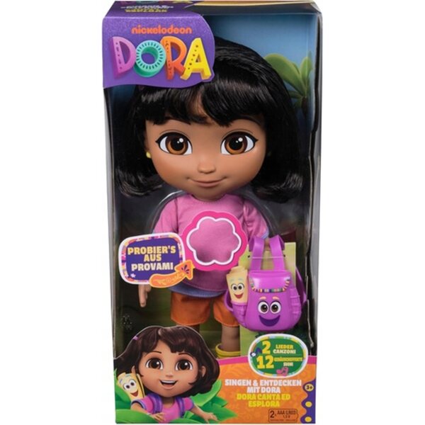 Dora l'Esploratrice Bambola Interattiva 35cm con Zainetto e Canto in Tedesco