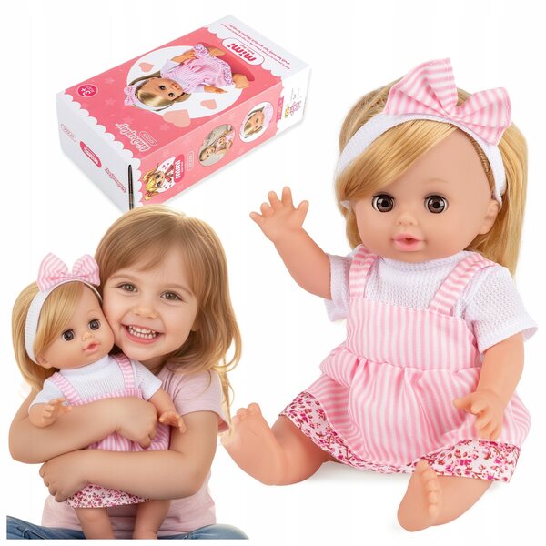 Baby Doll Kinderplay MiMi 35,5 cm rosa e bianca con suono e occhi mobili