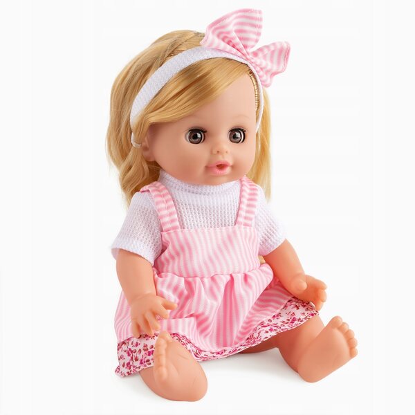 Baby Doll Kinderplay MiMi 35,5 cm rosa e bianca con suono e occhi mobili