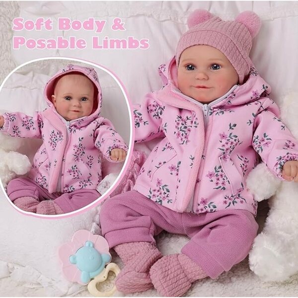 Bambola Reborn 51 cm BABESIDE Realistica e Morbida per Bambini da 12 Mesi