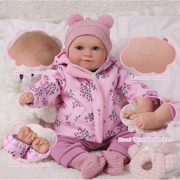 Bambola Reborn 51 cm BABESIDE Realistica e Morbida per Bambini da 12 Mesi
