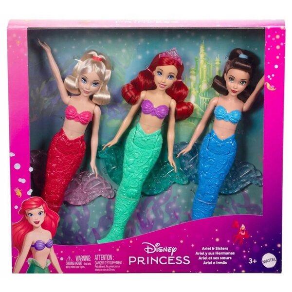 Set 3 bambole sirena Ariel e sorelle Disney Princess 3+ anni