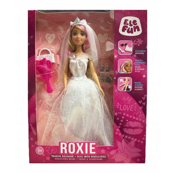 Elefun ROXIE bambola in abito bianco con accessori per creare moda e stile