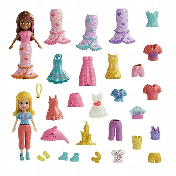 Polly Pocket Grand ensemble tendance avec 2 poupées et accessoires pour filles de 4 ans et plus